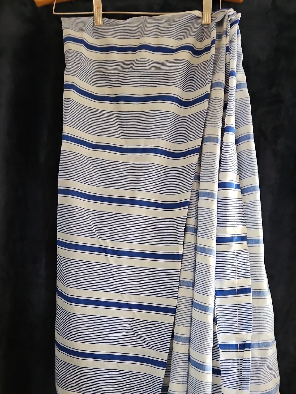 Vintage Blue and White Striped Full Sized Top Sheet